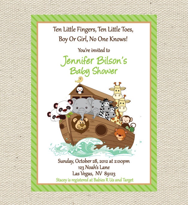 Noah's Ark Baby Shower Invitation Printable