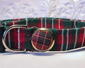 Green and Red Tartan Plaid Dog Collar