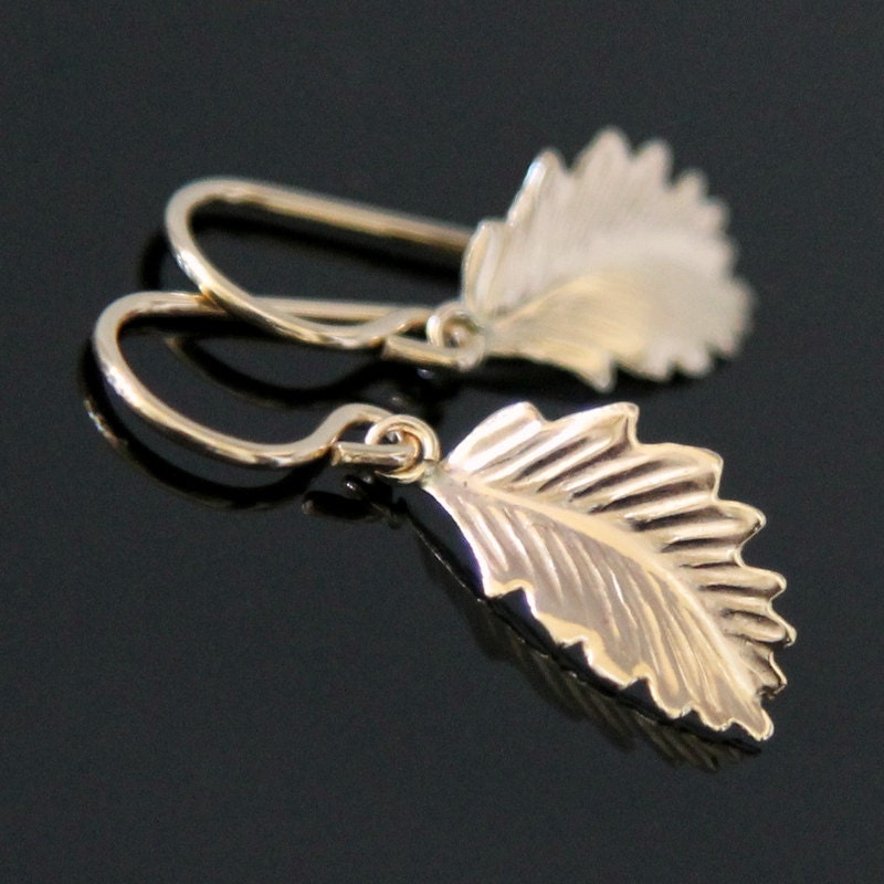 LEAF Earrings - Gold Filled, Tiny Leaf Gold Earring.