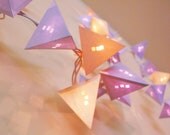 Pyramid Light Garland with Stacked Square Die Cuts in Purple, Cream, and Toffee - Short Strand