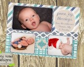 Ice Blue Holiday Cards, Christmas Cards, or Baby Announcement DIY Printable, digital file (item 1117)