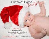 Christmas Came Early - Red - Baby Announcement, DIY Printable, digital file (item 1118)