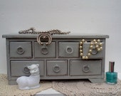 French Country Jewelry Box Painted Paris Gray Vintage Upcycled - WeeLambieVintage