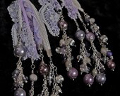 Handfasting cord in lilac and lavender, with ivory Moroccan trim, amethyst, pearls and Swarovski crystals