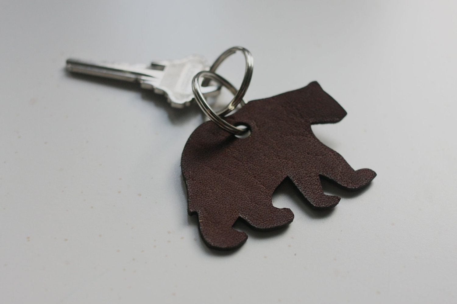 dark brown leather brown bear keychain