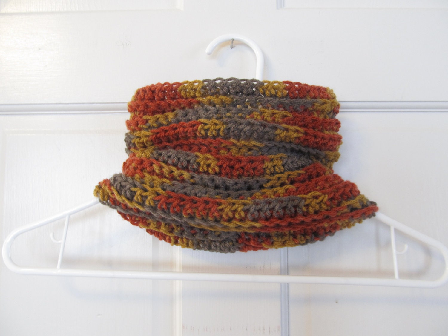 Crocheted Infinity Scarf Cowl Neck Warmer-Fall Colors