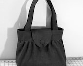 Pleated Handbag with Flap Closure in Dark Gray