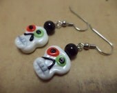 Psychobilly, Rockabilly, Pin Up Girl, Kitsch, Sugar Skull, Day of the Dead, Lampwork, Dangle, Earrings