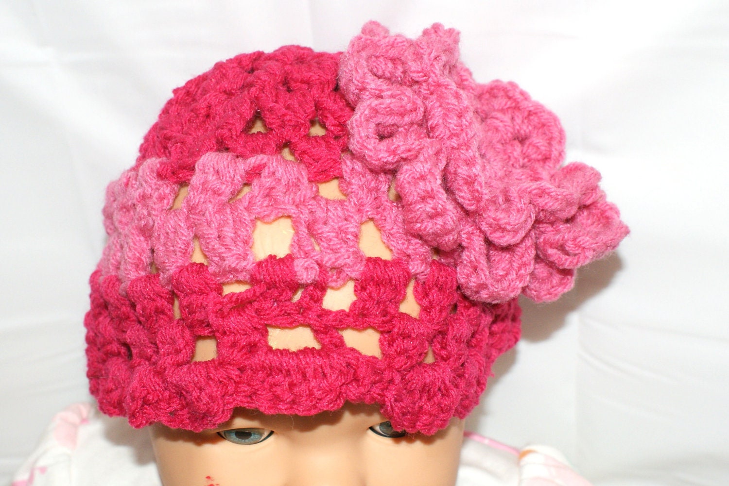 Photo Prop Hat, Baby Girl Cloche, Red Newborn Hat, Newborn Baby Cap, Pink Baby Cloche, Baby Winter Hat, Infant Flower Hat, Crochet Cap