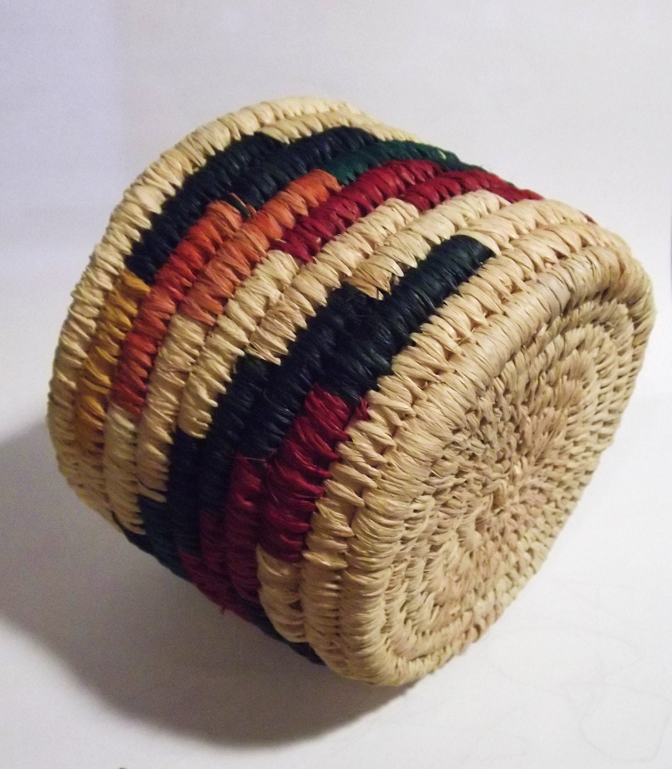 Handmade Basket with Hand-dyed Raffia