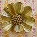 VINTAGE hand painted rhinestone gold tone FLOWER BROOCH, brilliant silk like coloring