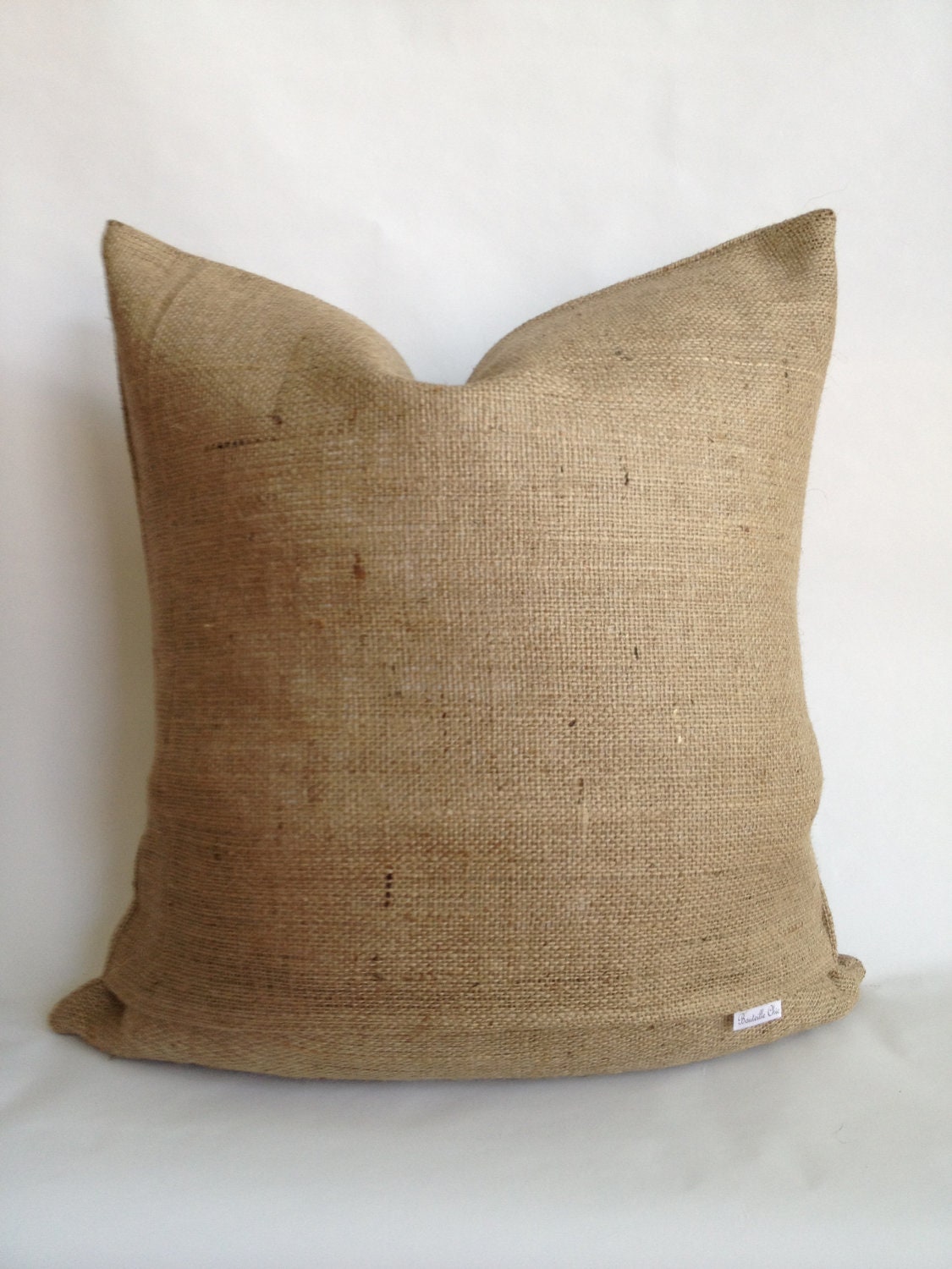 Village Blue and Natural Chevron and Burlap Pillow Cover
