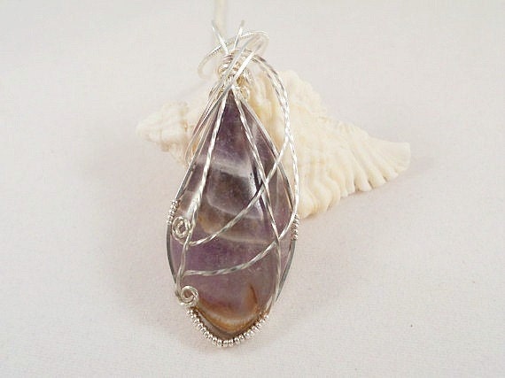 Amethyst Wire Wrapped Pendant, Amethyst Necklace, Handmade