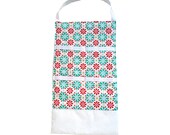 Hair Accessory Organizer -- Teal & Red Flower Barrette Holder