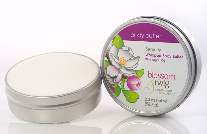 Vegan Whipped Body Butter "Serenity" - Organic Argan Oil, Organic Nilotica Shea Butter and Pure Essential Oils