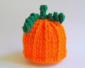 Newborn Pumpkin Hat  Baby Girl Orange Beanie Infant Boy Halloween Cap Fall Photo Prop 0 -  3 Months Children Autumn Clothing Green Stem