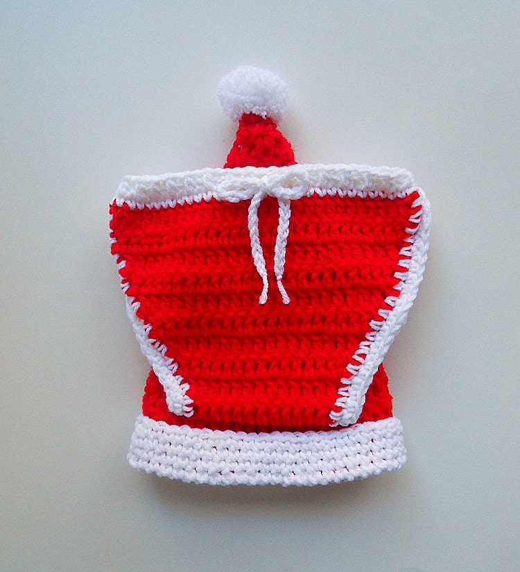Santa Claus Baby Hat  Red Diaper Cover Set  Christmas Cap Newborn Girl 0 - 6 Months White   Soaker  Children Boy Xmas Photo Prop Clothing