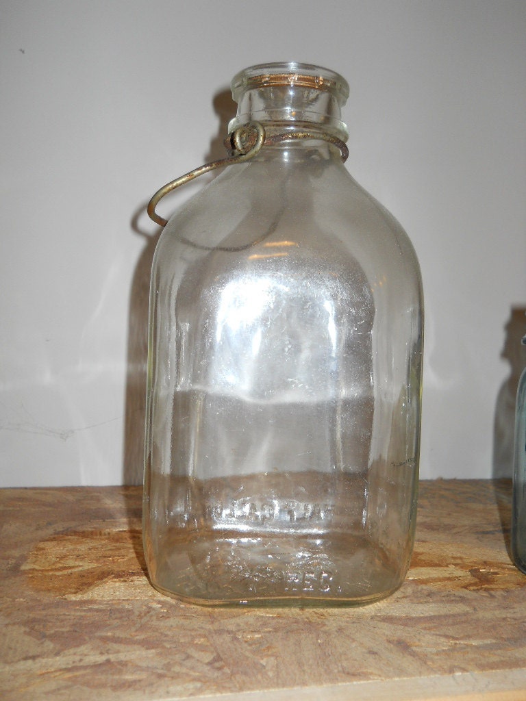 Glass Half Gallon Milk Jug by classiquetresors on Etsy