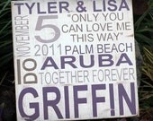 Wedding Announcement- distressed home decor, wall art, painted wood sign, typography, subway sign, home decor, rustic