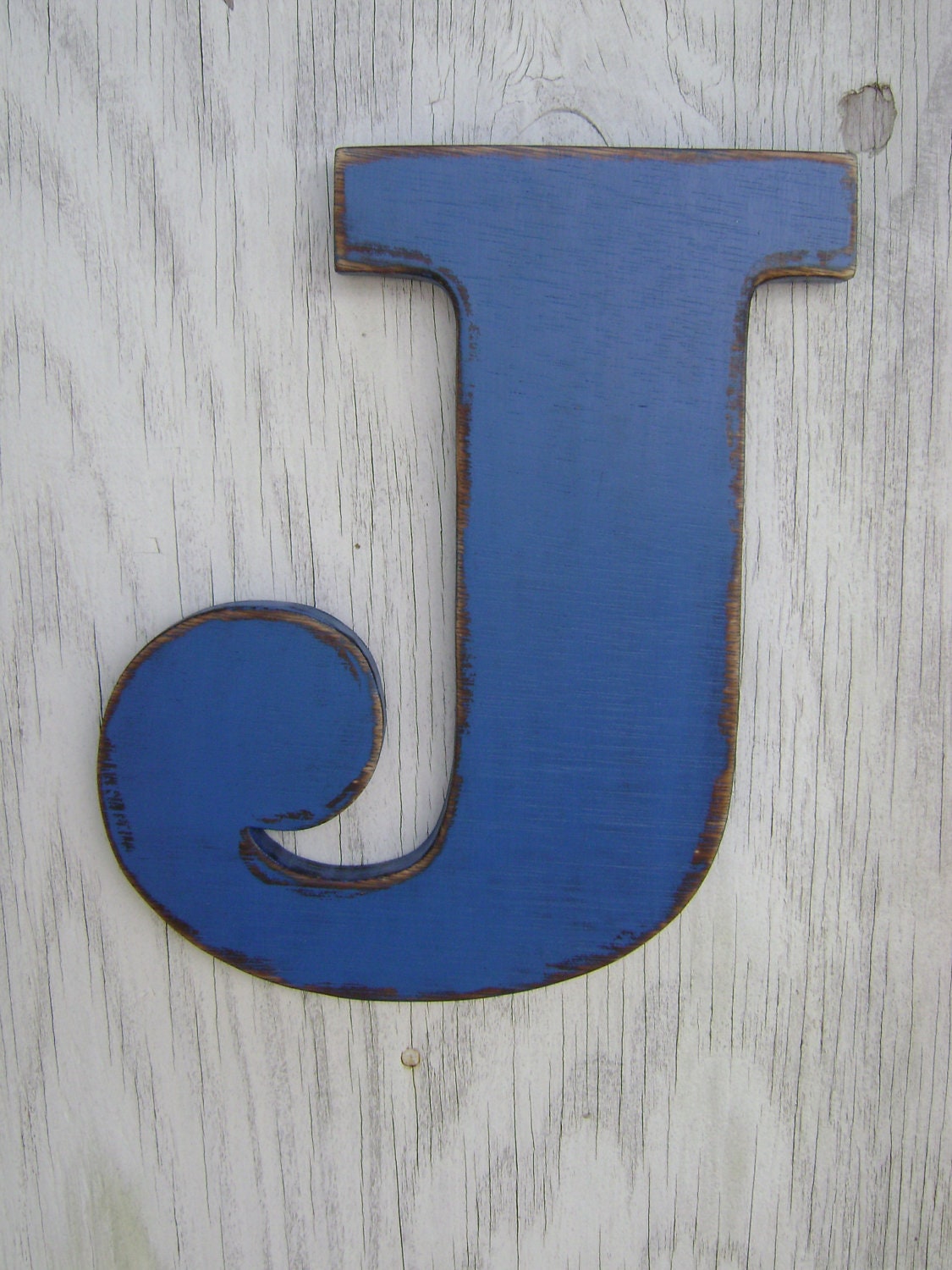 Wedding decor shabby chic rustic weathered vintage wooden letter J,home,cottage cabin baby nursery decor