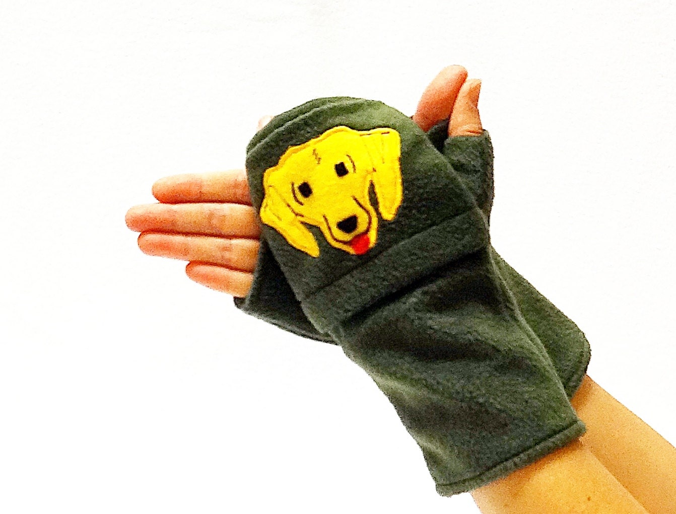 Fingerless Gloves Yellow Golden Labrador with Pockets Dog Lovers Fingerless Gloves