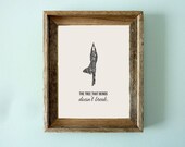 Modern Poster Print - Yoga Pose, "The Tree That Bends Doesn't Break" Proverb Quote with Bark Texture and Typography