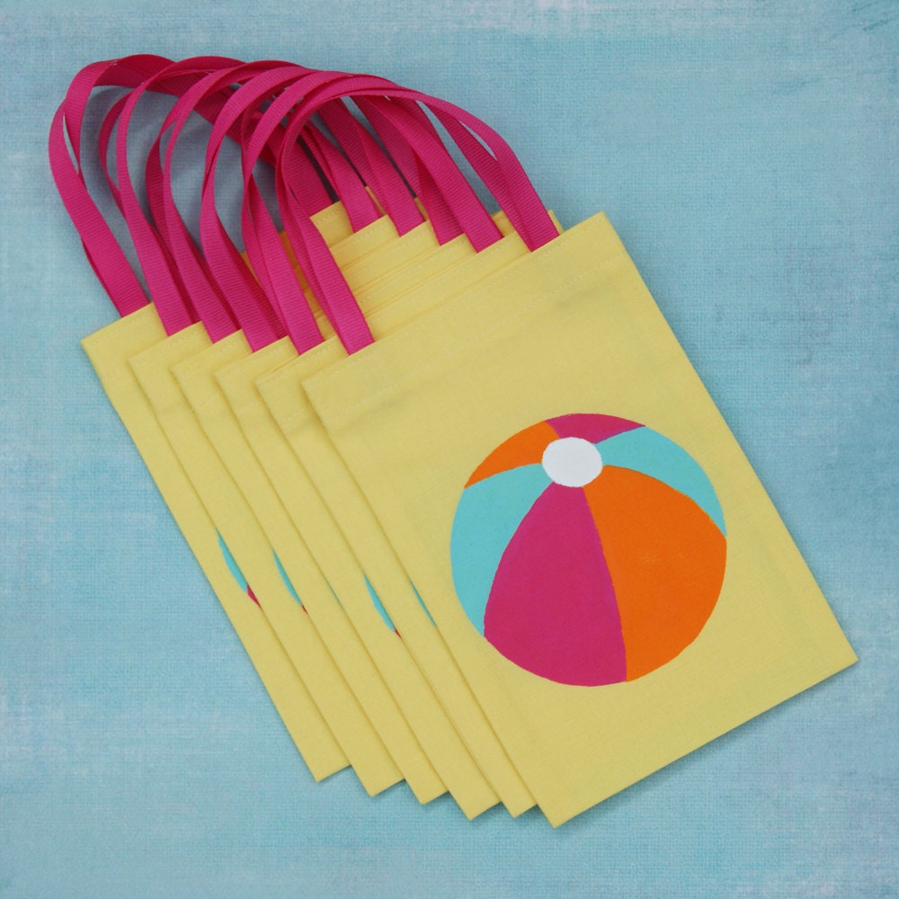 Beach Ball Favor Bags : Set of 6 Pool Party Goodie Bags Il_170x135