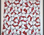 Burp Cloth --  Kawaii Hello Kitty Cotton with White Terry Cloth -- Geek-a-bye Baby - Kawaii Geek - Handmade, Bows