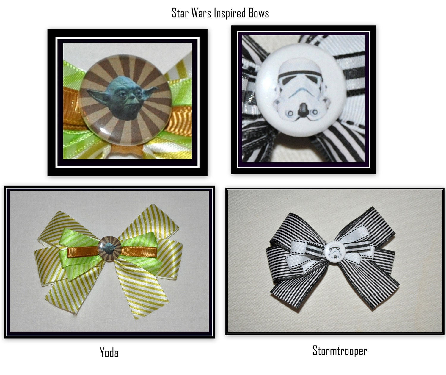 Star Wars Inspired Boutique Bows - Yoda, Stormtrooper Ribbon - Geek-a-bye Baby Clothing - Sci-Fi Geek - Handmade