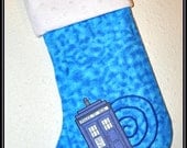 CUSTOMIZABLE Doctor Who Inspired Holiday Christmas Stocking - Cotton, Flannel with Minky Cuff - Sci-Fi Geek - Handmade, Lining, Ribbon