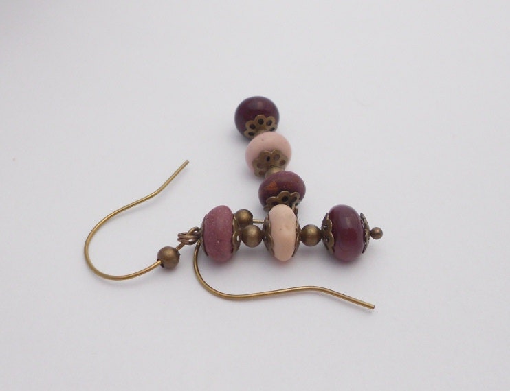Brass Niobium Earrings with Mookaite Jasper, Sensitive Ears