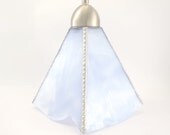 Hanging Pendant Lamp White Stained Glass Handmade OOAK