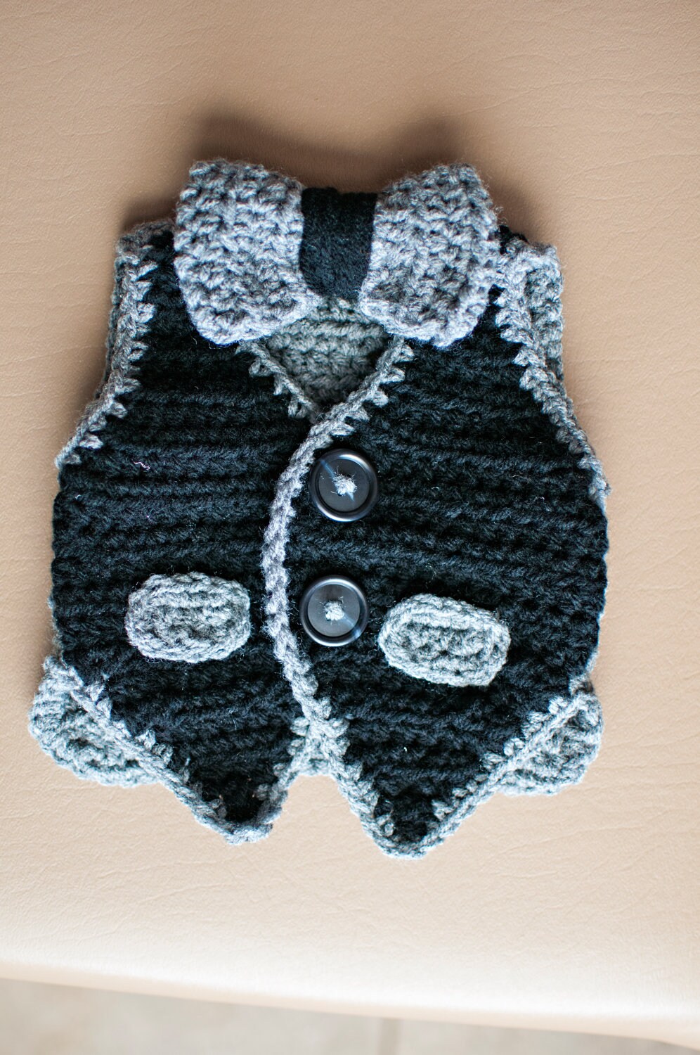 Crochet Vest and Bowtie Ready-to-ship sixe 3-6 months