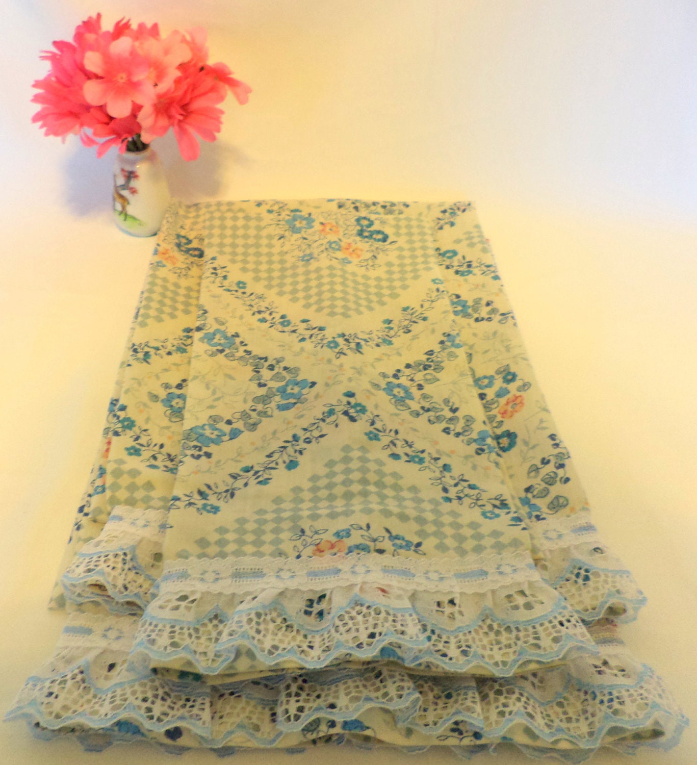 Handmade vintage linen floral decorative  Guest  hand  Towels from vintage fabric. Unique Christmas Gift Idea