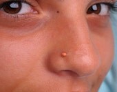 NOSE RING Coral stone Salmon color 2mm in 3mm 14K rose gold filled setting. Also Cartilage or Ear Stud handcrafted