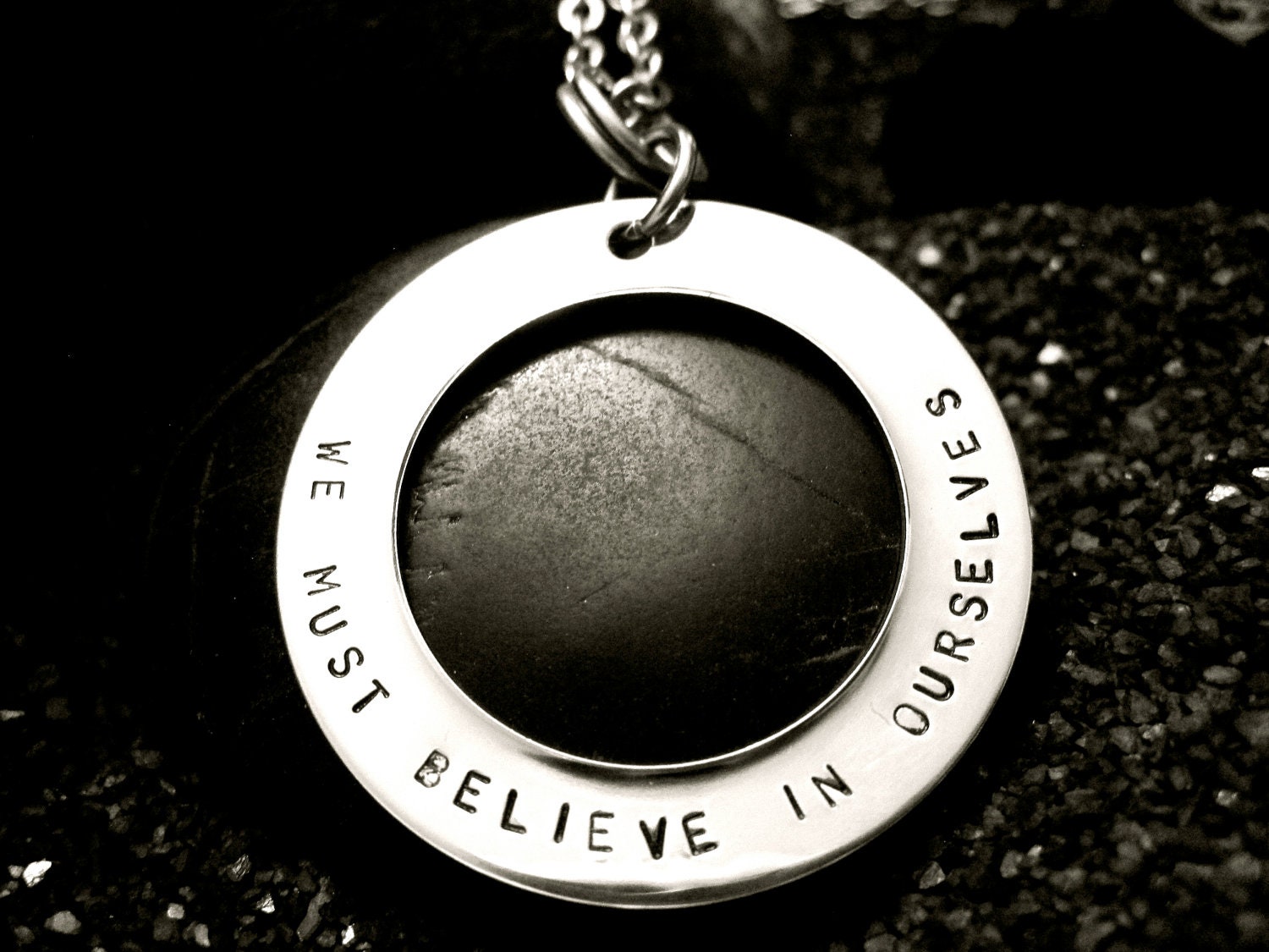 Modern Inspirational Hand Stamped Stainless Steel Necklace