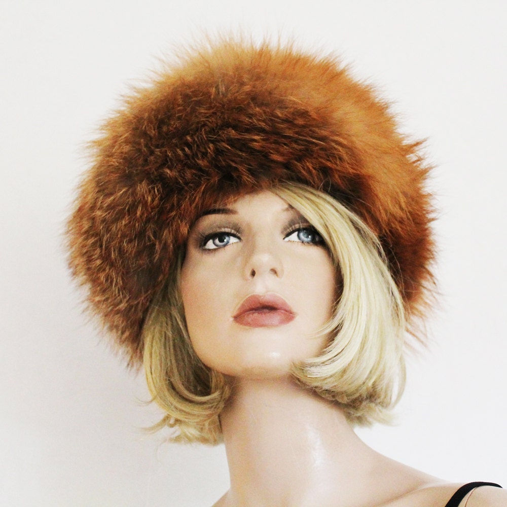 Vintage 1960s Foxy Red Fox Fur Hat