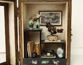 Antique oriental collection, Bonsai, Pottery (No.2) mini deco sets-Dollhouse Miniatures 1:12