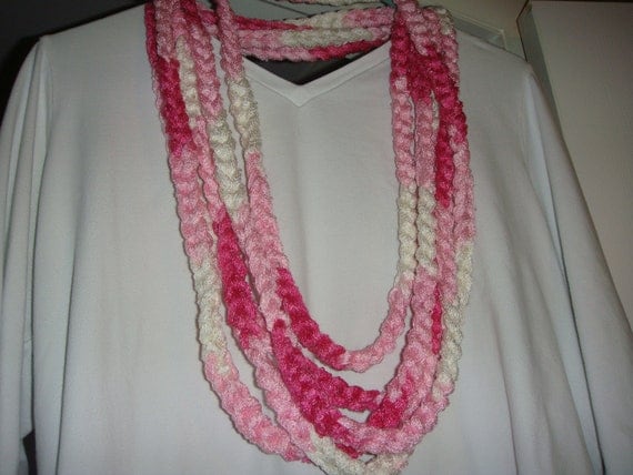Items similar to Crochet scarf/necklace with Red Heart ...