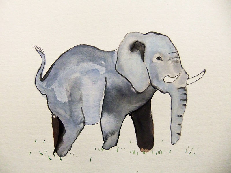Original Watercolor Painting-Elephant