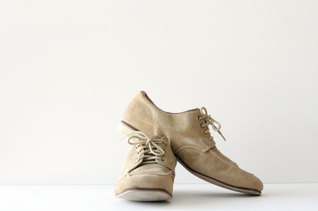 Mens Vintage Bowling Shoes - Split Leather Suede Upper - Size 9