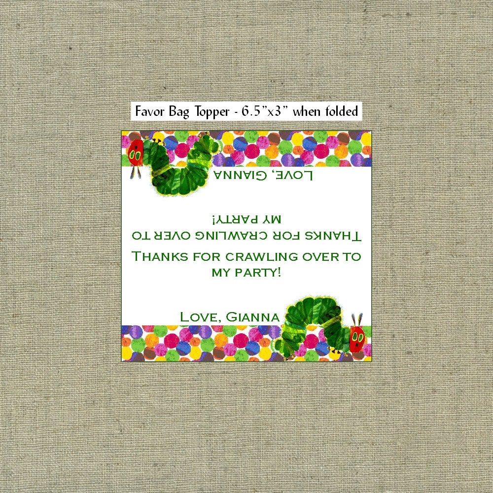 The Very Hungry Caterpillar Themed Printable Favor Bag Toppers