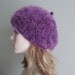 Hand Knit Classic Beret Slouchy French Beret Hats Tam Oversize Fluffy Berets Purple Violet
