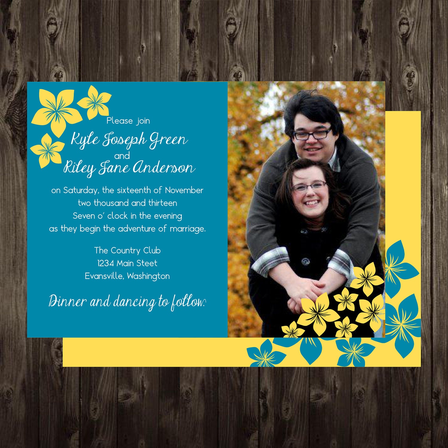 Floral Wedding Invitation DIY Printable 5X7 Digital File