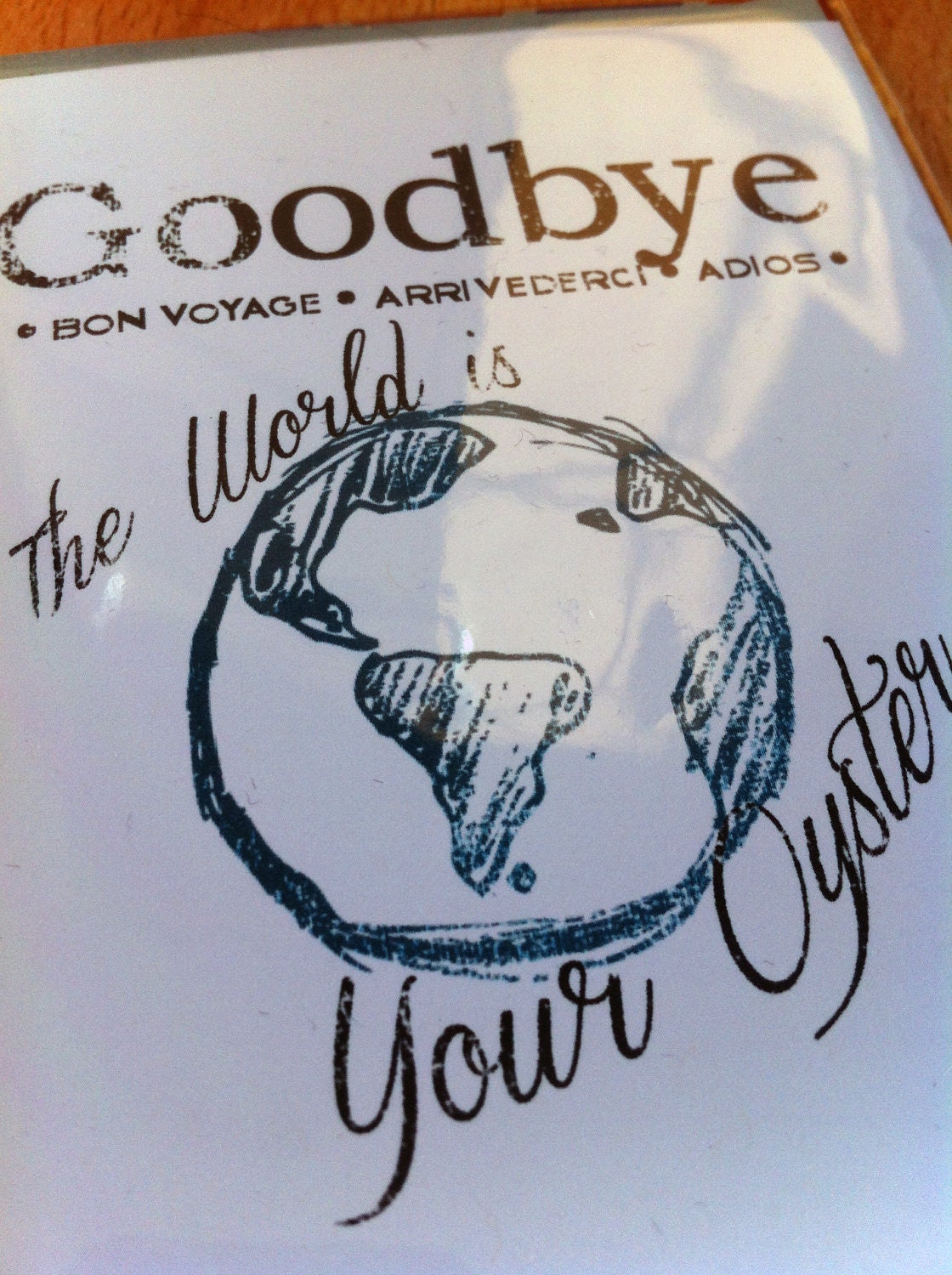 Handmade Typographical Goodbye Good Luck Travel Traveling Illustrated Greeting Card