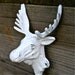 White MOOSE Wall Hook/ Shabby Chic White / Coat rack/ Jewelry Holder /Cast Iron /Rustic /Cabin Decor /Lodge Decor