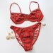 Vintage Bikini -Striped Swimwear -Bathers -Togs -Underwire Bikini set -Red Plaid - Size 42 C Cup