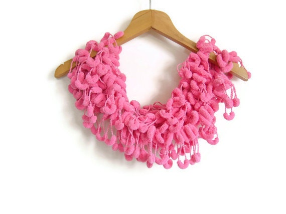 Super Soft Pom pom Pink Scarf