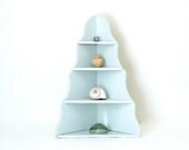 Vintage Light Grey/Blue Corner Shelf-Curio Shelf- Display Shelves