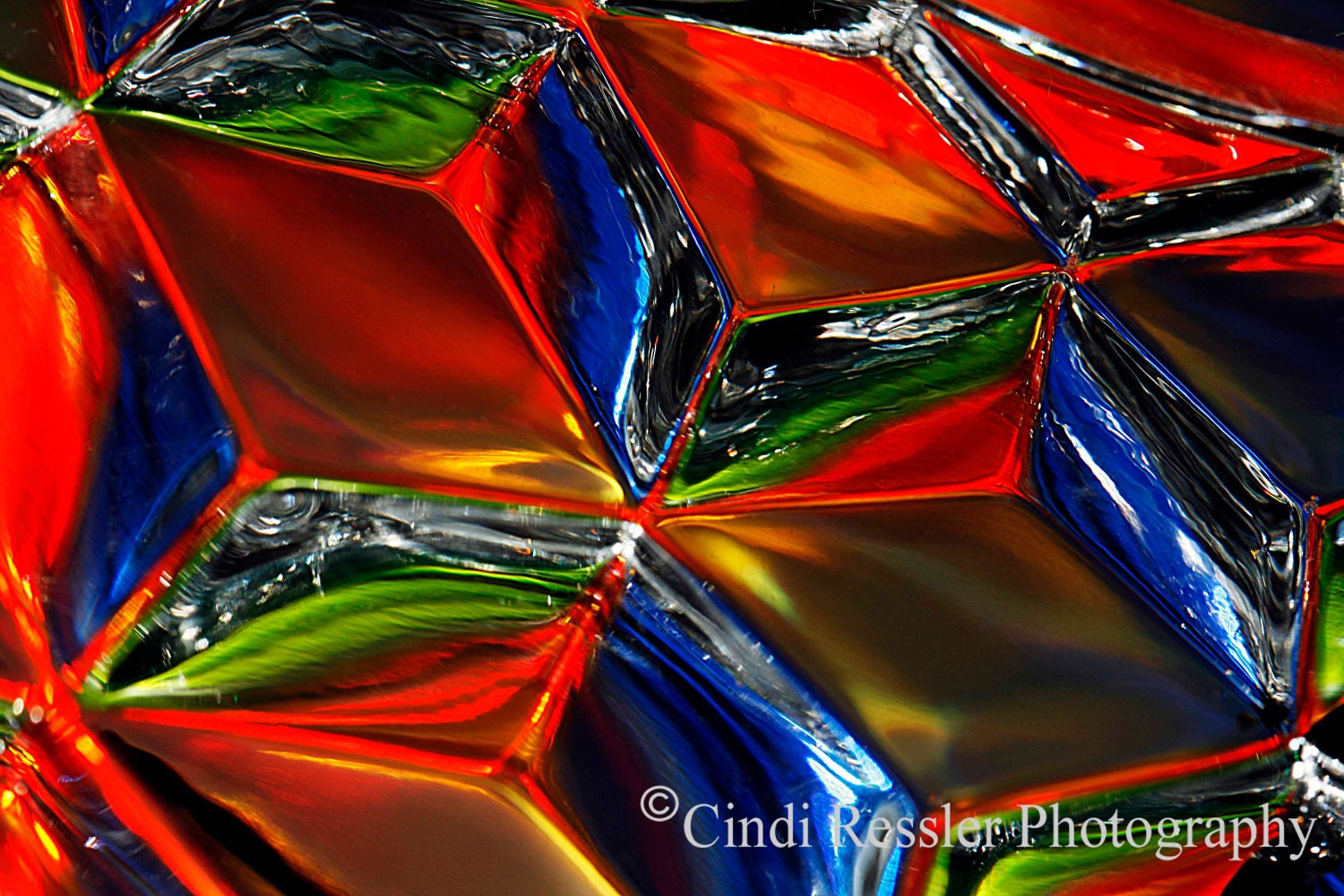 Tricubes, 5x7 Fine Art Photography, Color Reflections, Abstract Photography - CindiRessler